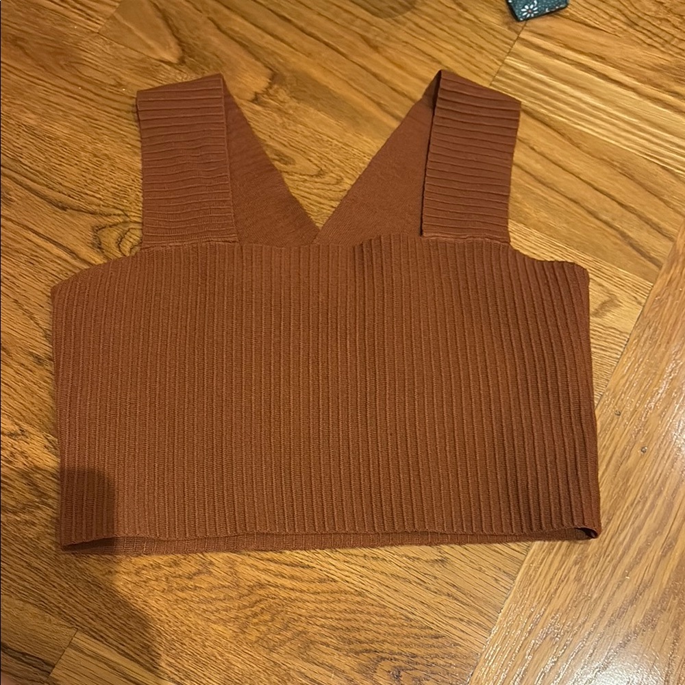 Brown Ribbed Women's Top - medium - altard state